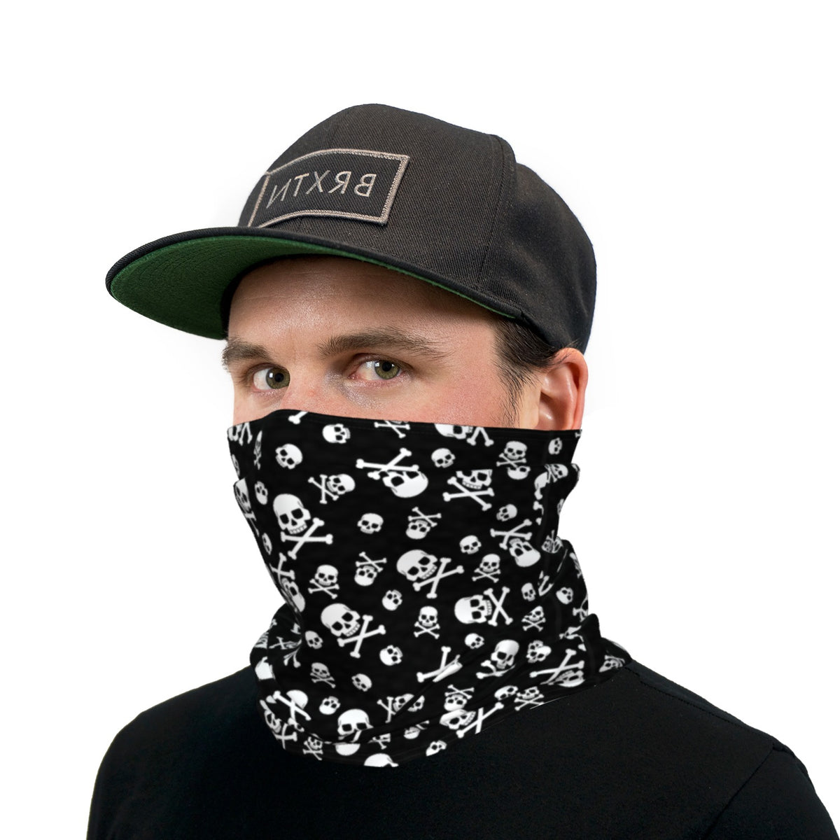 Skulls Black and White Neck Gaiter Face Mask | Deco Slides