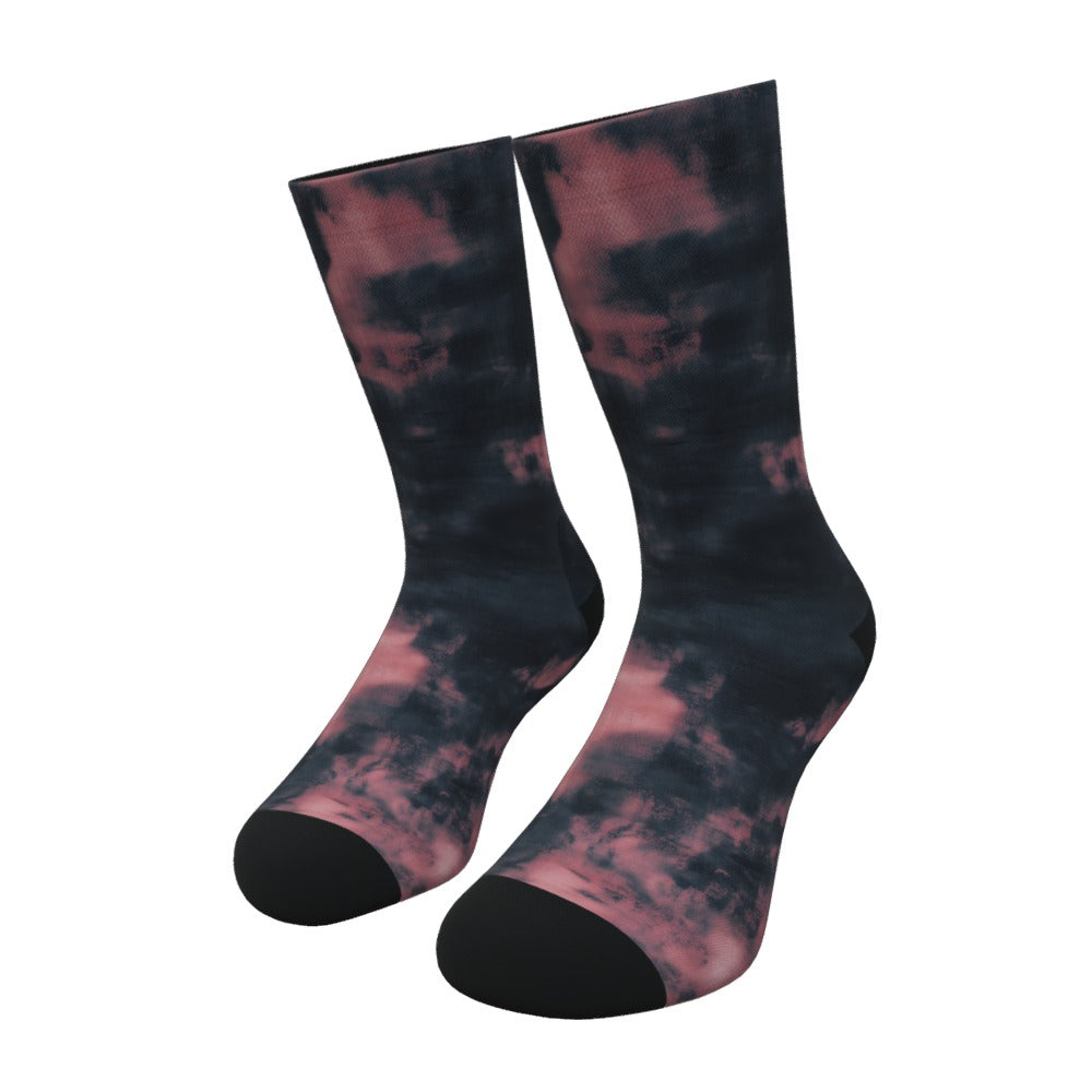 Pink And Black Tie Dye Socks