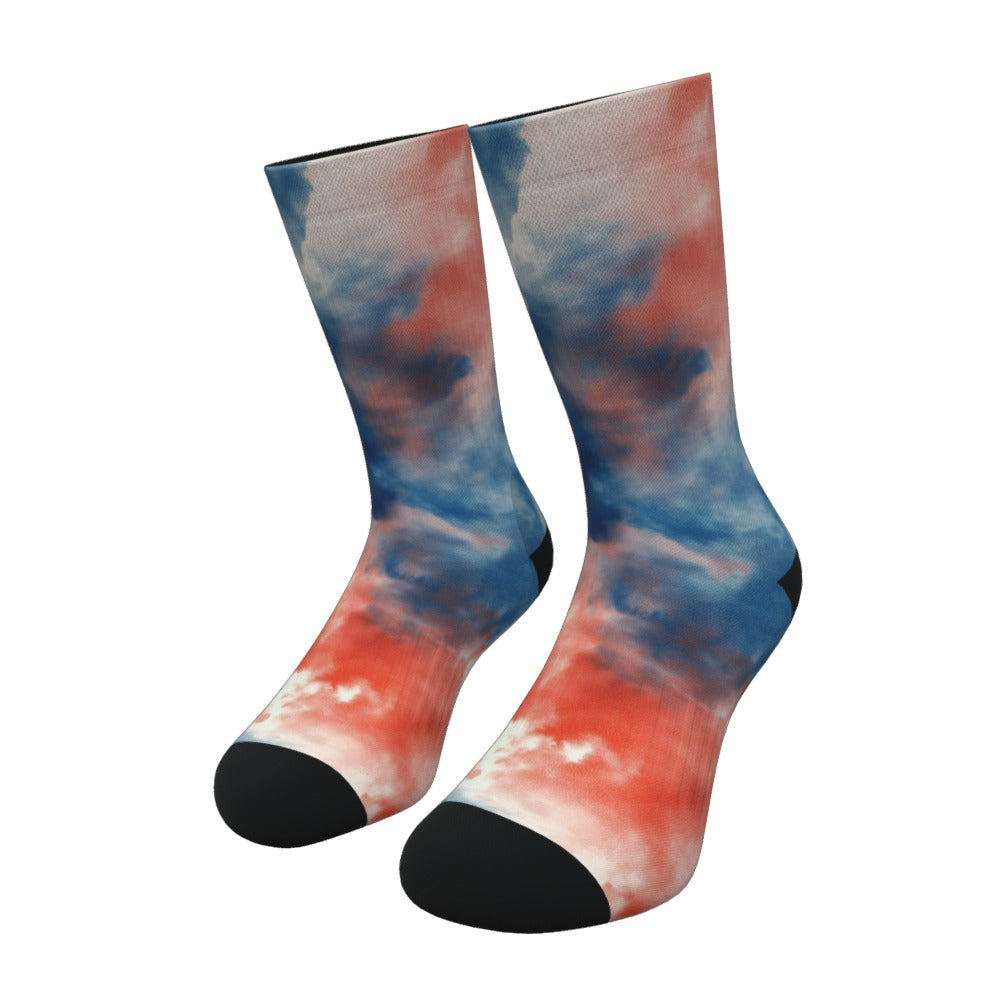 Cobalt And Red Tie Dye Socks