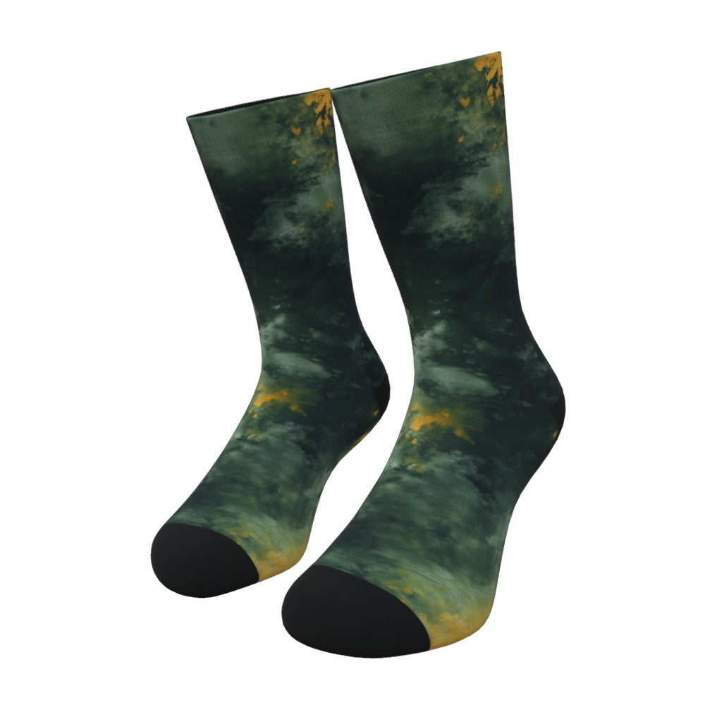 Forest Green And Mustard Tie Dye Socks