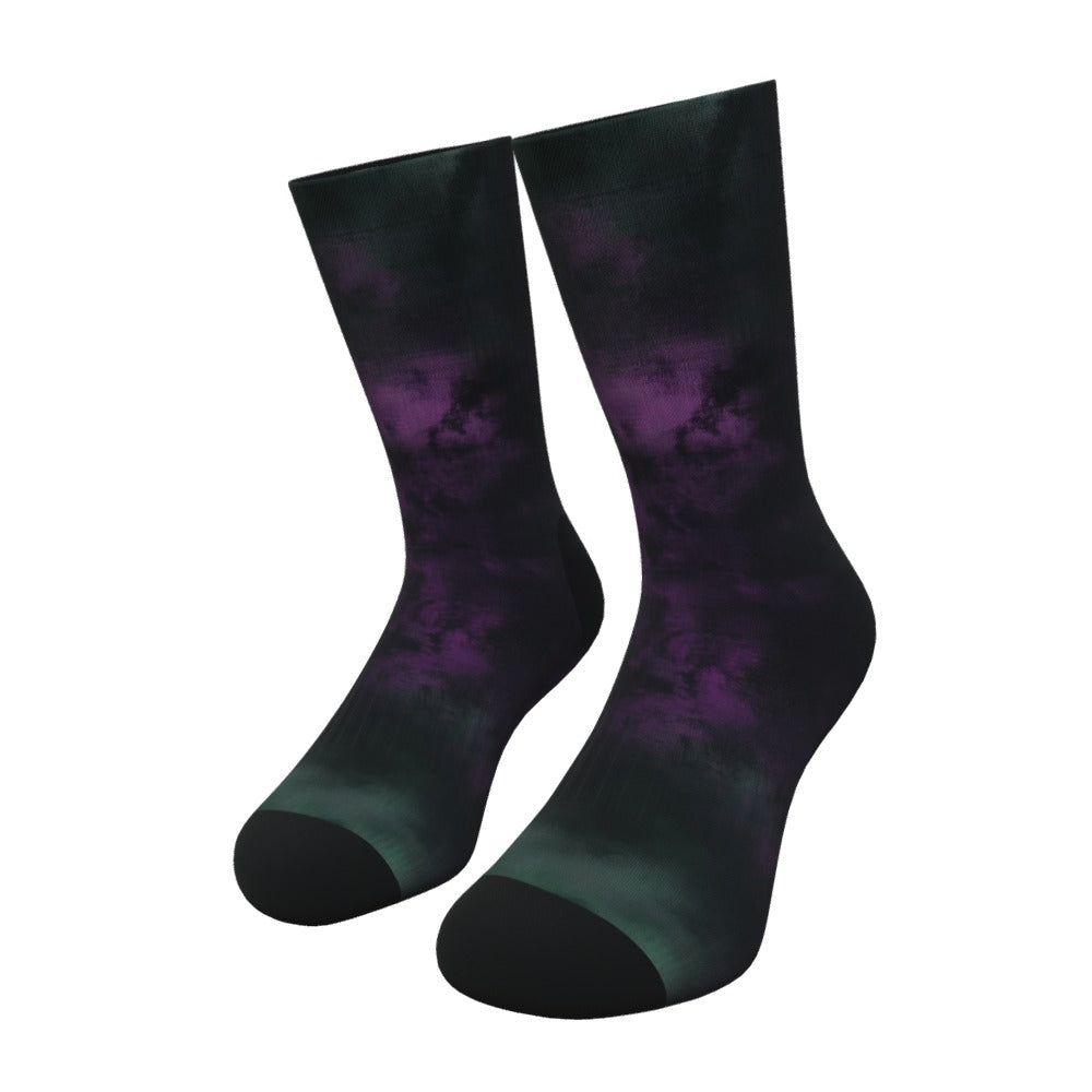 Purple Green And Black Tie Dye Socks