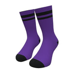 Purple and Black Two Stripe Athletic Crew Socks