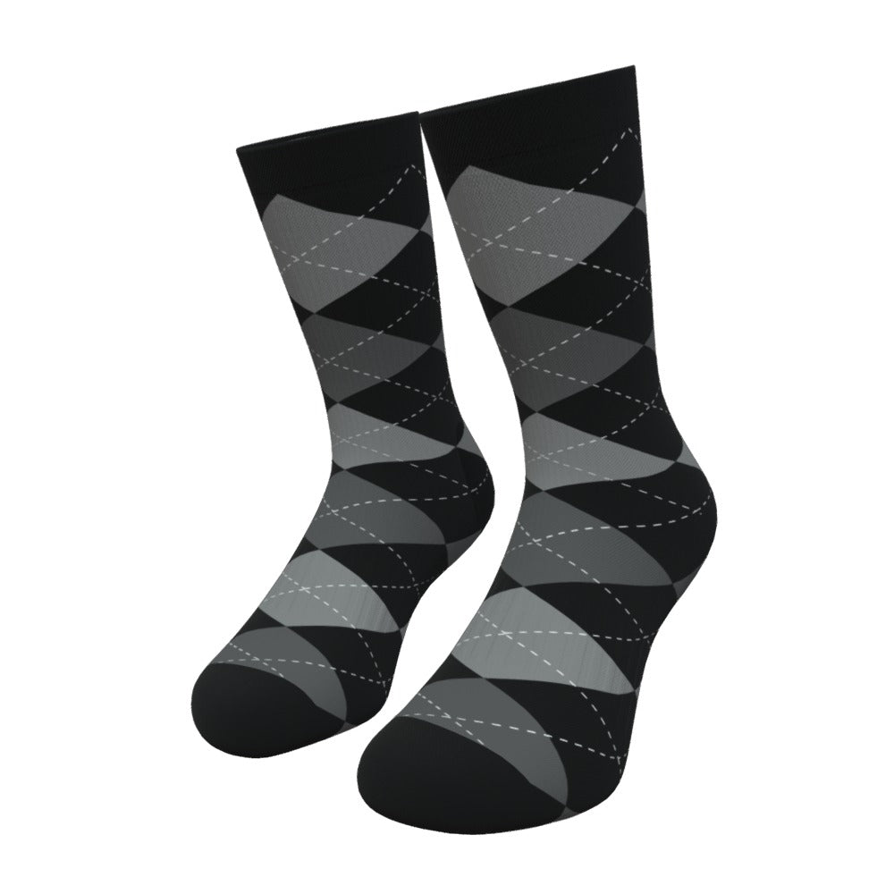 Black And Gray Argyle Socks