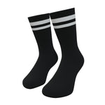 Black and White Two Stripe Athletic Crew Socks
