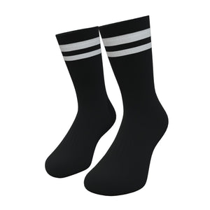 Black and White Two Stripe Athletic Crew Socks
