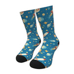 Light Blue Spaceships and Stars Socks