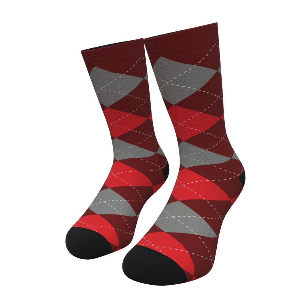 Red And Gray Argyle Socks