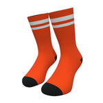 Orange and White Two Stripe Athletic Crew Socks