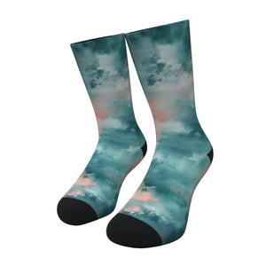 Teal And Coral Tie Dye Socks
