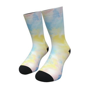 Pastel Yellow And Blue Tie Dye Socks