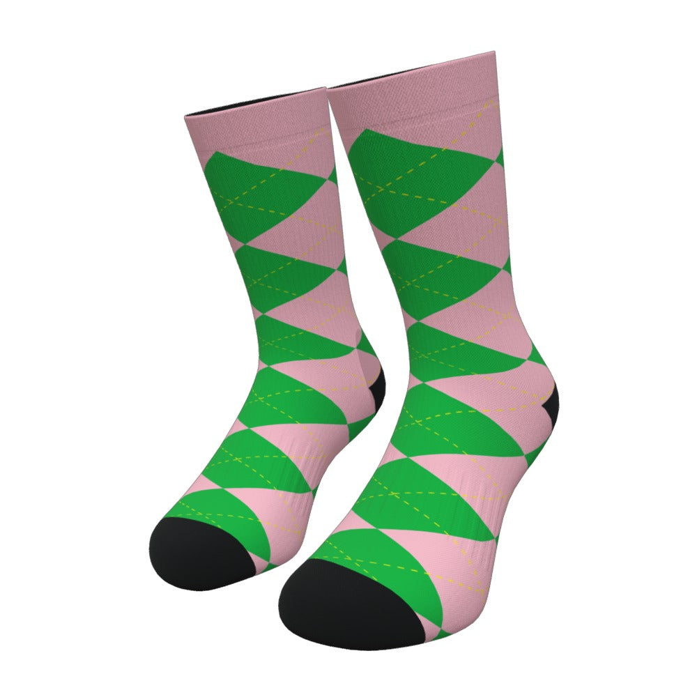 Pink And Green Argyle Socks