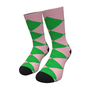 Pink And Green Argyle Socks