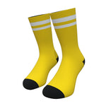 Gold and White Two Stripe Athletic Crew Socks