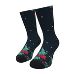 Navy Blue Holly Christmas Socks