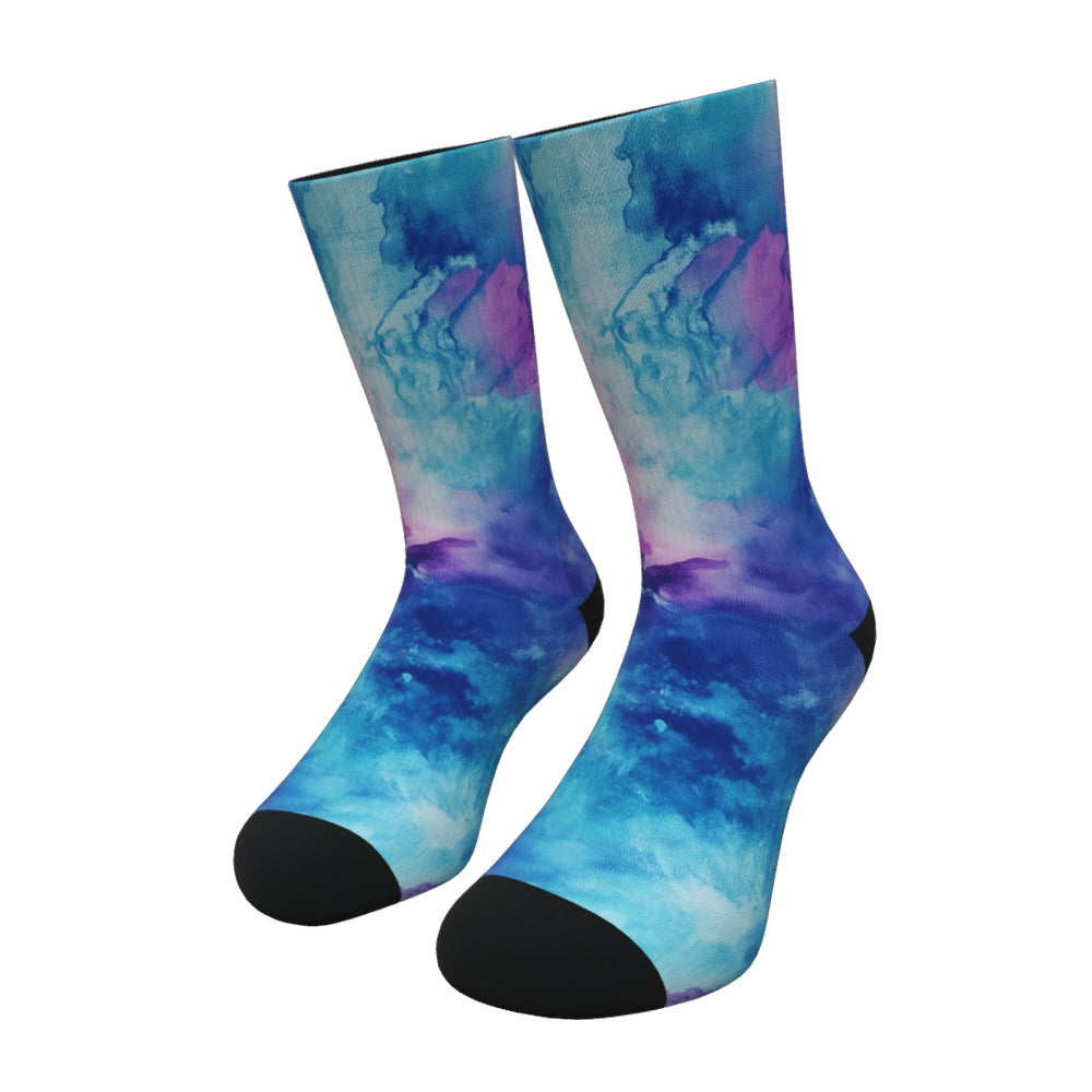 Violet And Cyan Tie Dye Socks