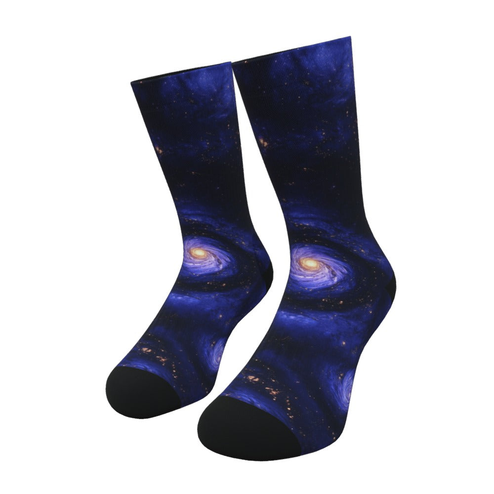 Blue and Yellow Galaxies Space Socks