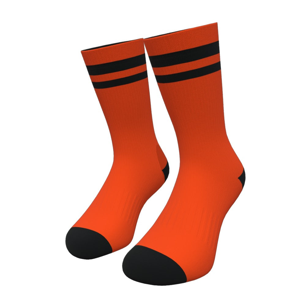 Orange and Black Two Stripe Athletic Crew Socks