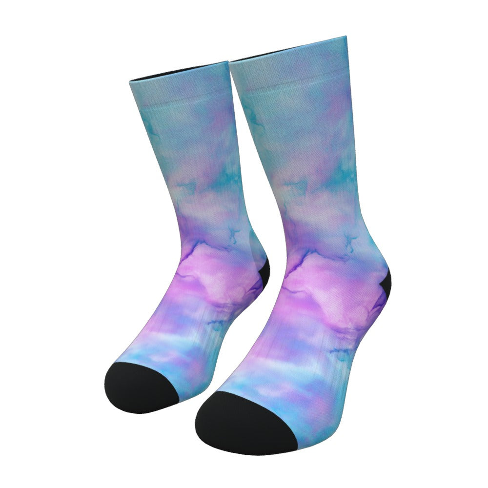 Turquoise And Pink Tie Dye Socks