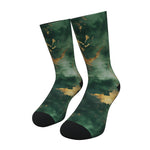 Dark Green And Gold Tie Dye Socks