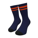 Navy and Orange Two Stripe Athletic Crew Socks