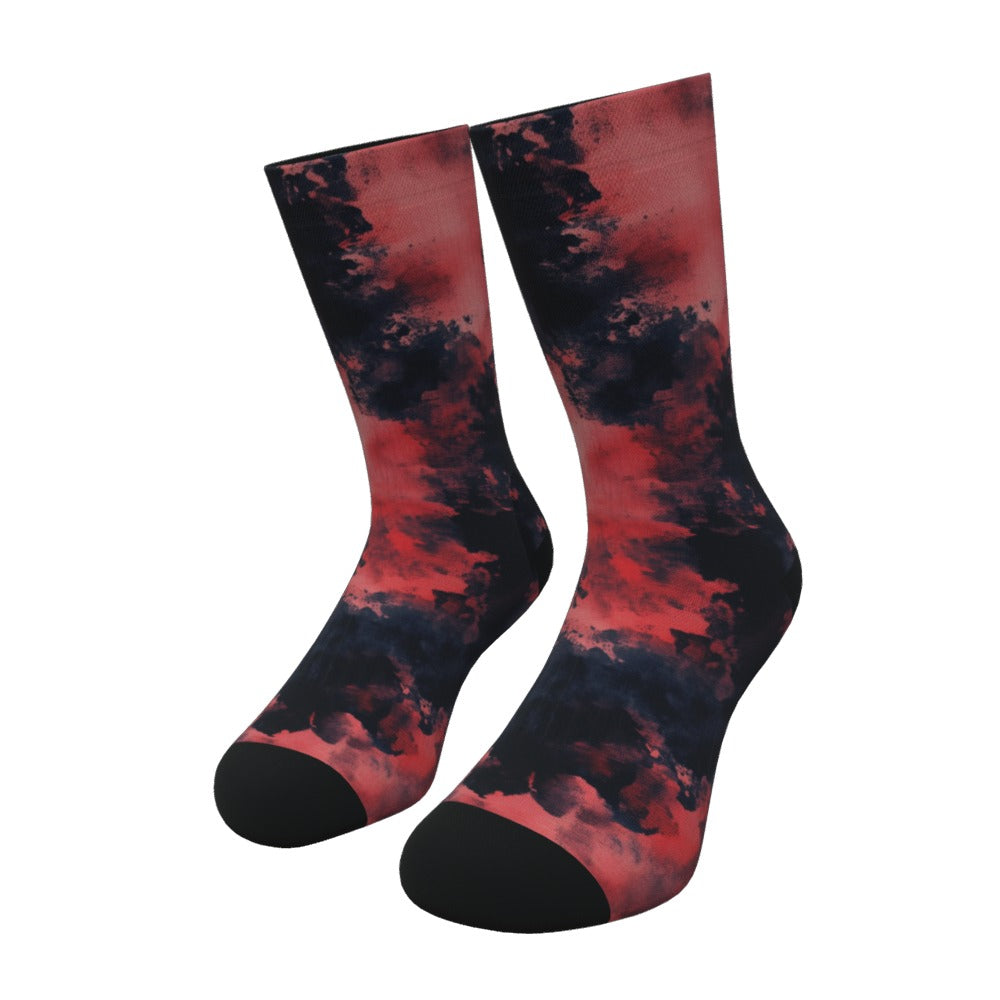 Black And Red Tie Dye Socks