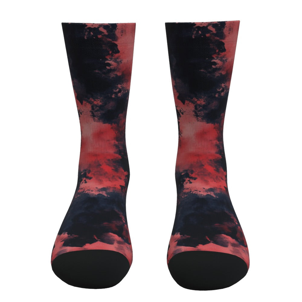 Black And Red Tie Dye Socks