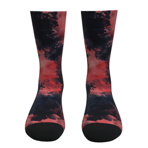 Black And Red Tie Dye Socks