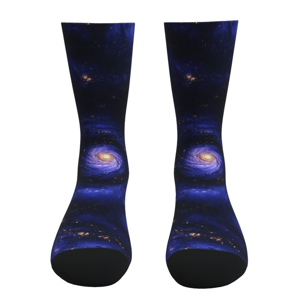 Blue and Yellow Galaxies Space Socks