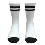 White and Black Two Stripe Athletic Crew Socks