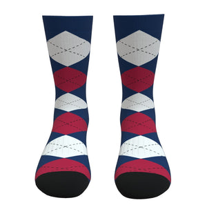 Red White And Blue Argyle Socks