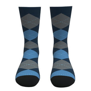 Blue And Gray Argyle Socks