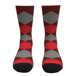 Red And Gray Argyle Socks