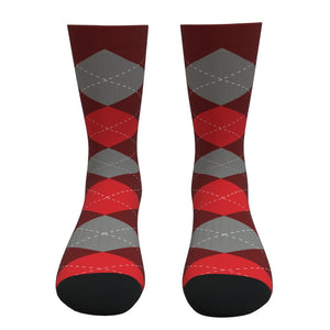 Red And Gray Argyle Socks