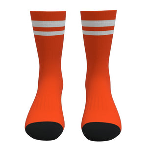 Orange and White Two Stripe Athletic Crew Socks