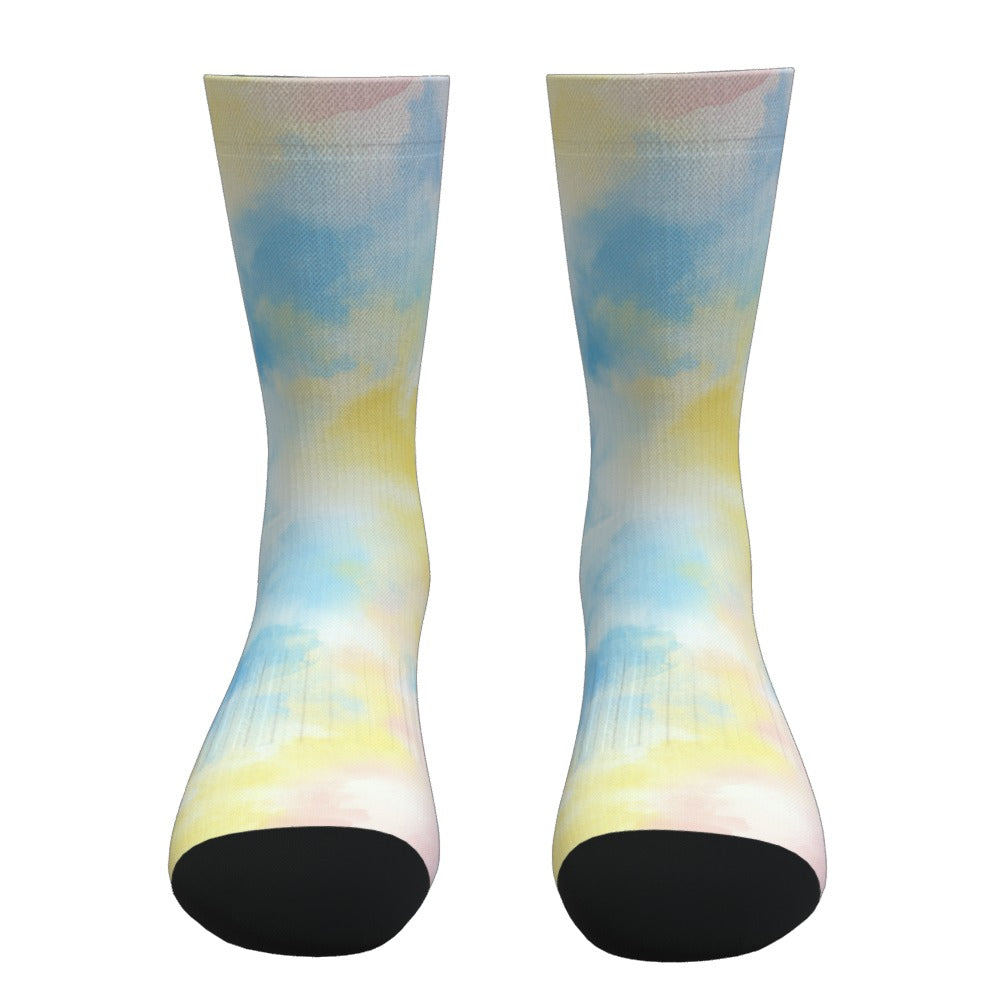 Pastel Yellow And Blue Tie Dye Socks