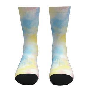 Pastel Yellow And Blue Tie Dye Socks