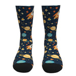 Dark Blue Spaceships and Stars Socks