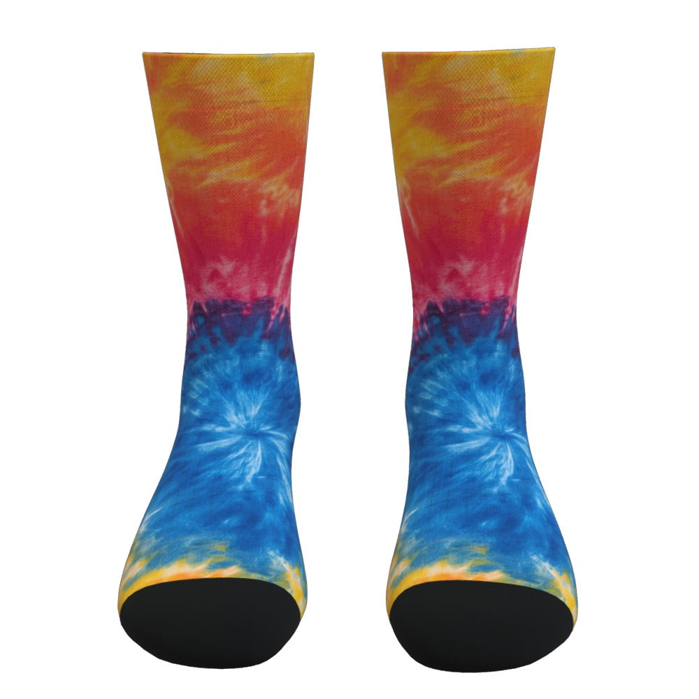 Red Yellow And Blue Tie Dye Socks