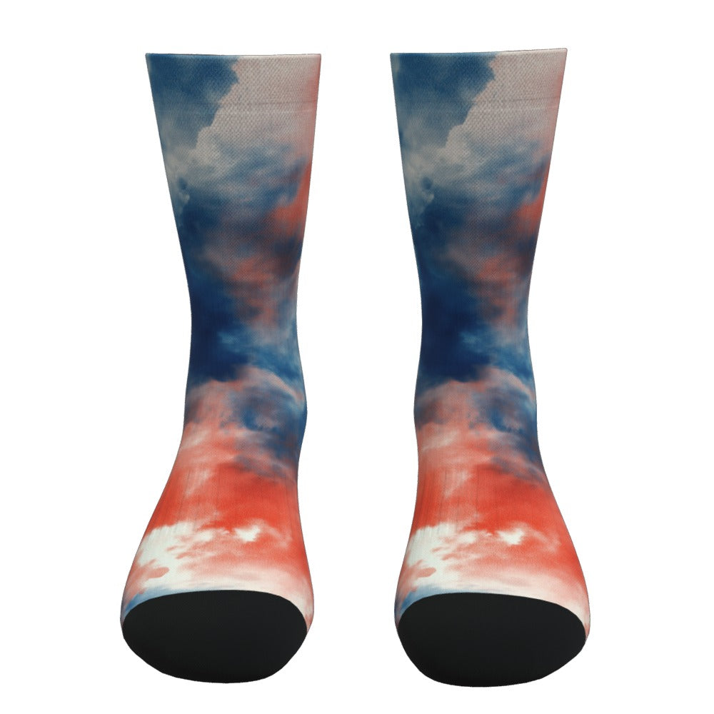 Cobalt And Red Tie Dye Socks