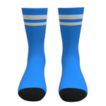 Light Blue and White Two Stripe Athletic Crew Socks
