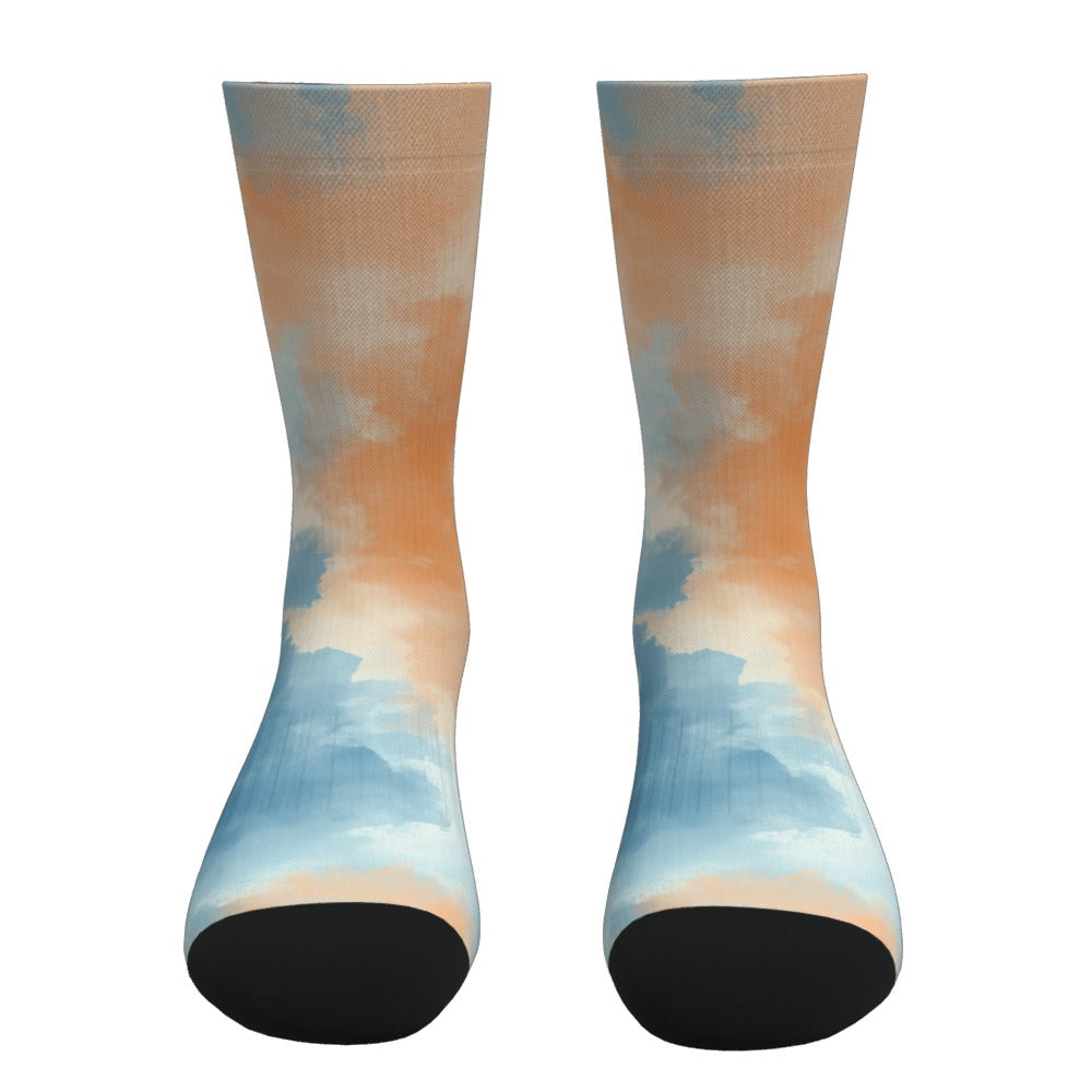 Peach And Sky Blue Tie Dye Socks