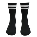 Black and White Two Stripe Athletic Crew Socks