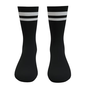 Black and White Two Stripe Athletic Crew Socks
