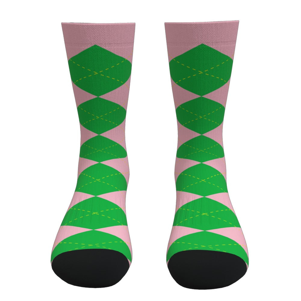 Pink And Green Argyle Socks