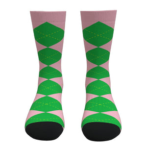 Pink And Green Argyle Socks