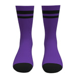 Purple and Black Two Stripe Athletic Crew Socks