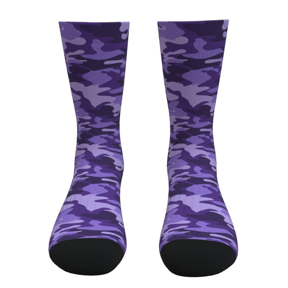 Dark Purple Camouflage Crew Socks