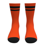 Orange and Black Two Stripe Athletic Crew Socks