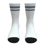 White and Slate Blue Two Stripe Athletic Crew Socks