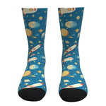 Light Blue Spaceships and Stars Socks